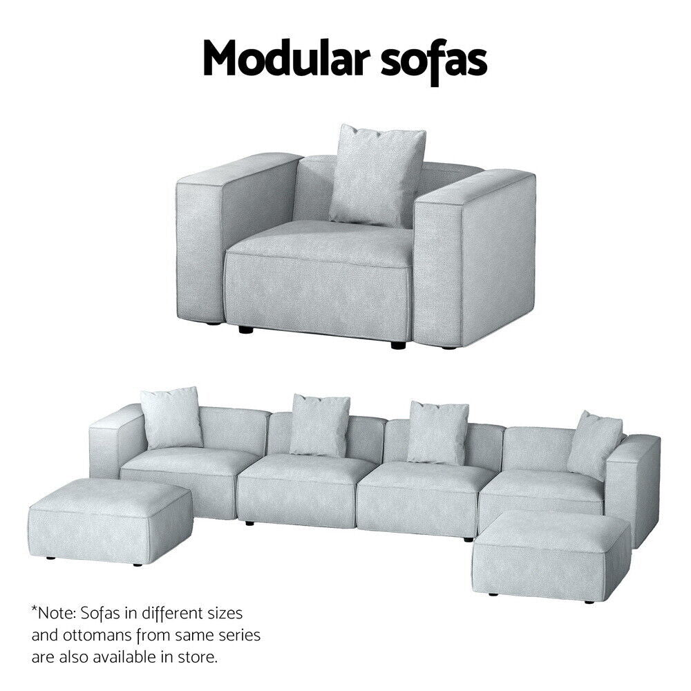 Artiss Sofa Lounge Set 1 Seater Modular Chaise Chair Suite Couch Fabric Grey