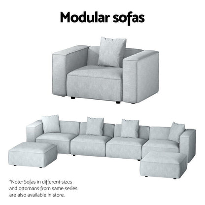 Artiss Sofa Lounge Set 1 Seater Modular Chaise Chair Suite Couch Fabric Grey